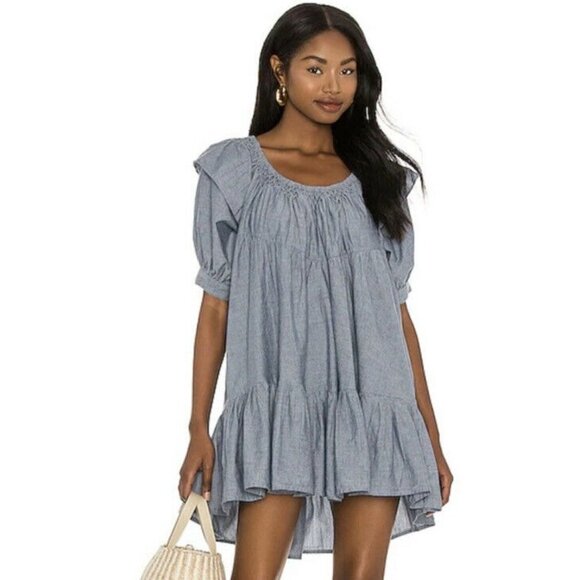 Free People Amelie Denim Mini Dress Indigo S women blue color dress - Picture 1 of 4
